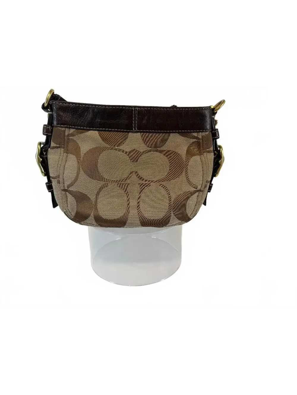 Coach | Signature Jacquard Leather Buckle Shoulder Bag | Brown with Brass